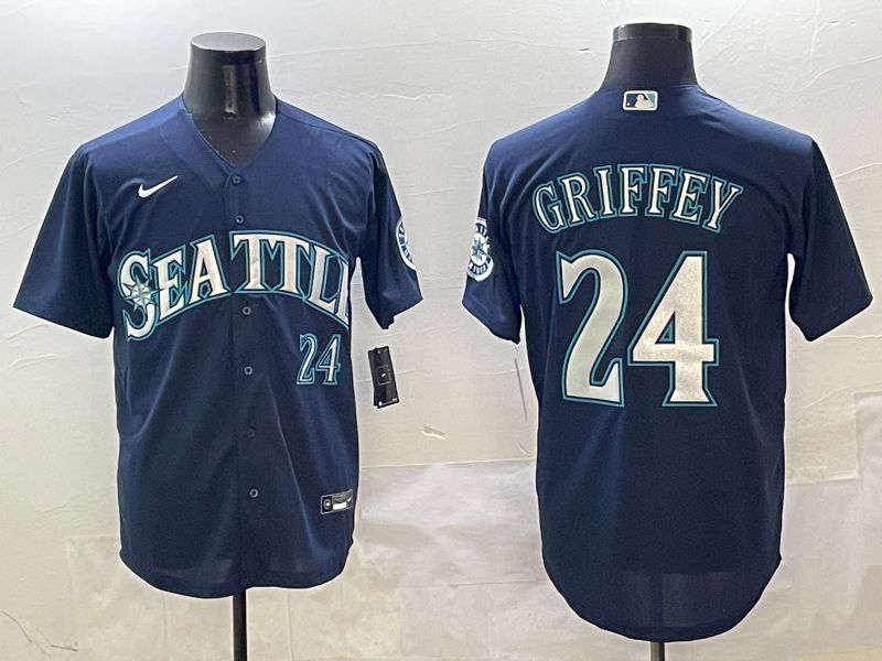 Men Seattle Mariners 24 Griffey Drak Blue Game 2025 Nike MLB Jersey style 1